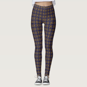Gemustertes Nautik-Blau und Gold-Rope Leggings