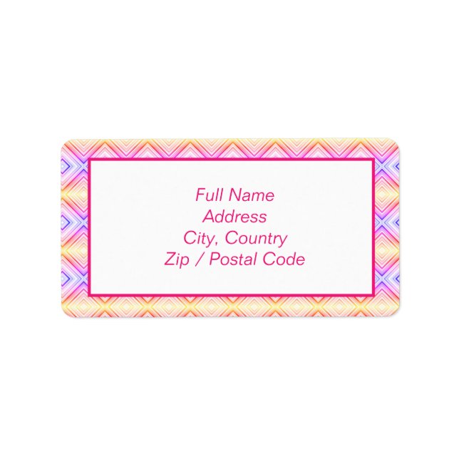 Gemustertes Rosa und Gelbe Adressenkennzeichnung Adressaufkleber (Vorne)
