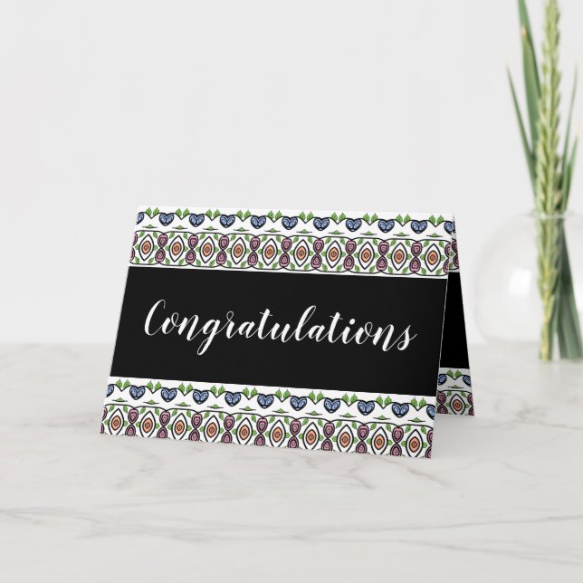 Gemustertes Schwarz-Design Feiertagskarte (Vorderseite)