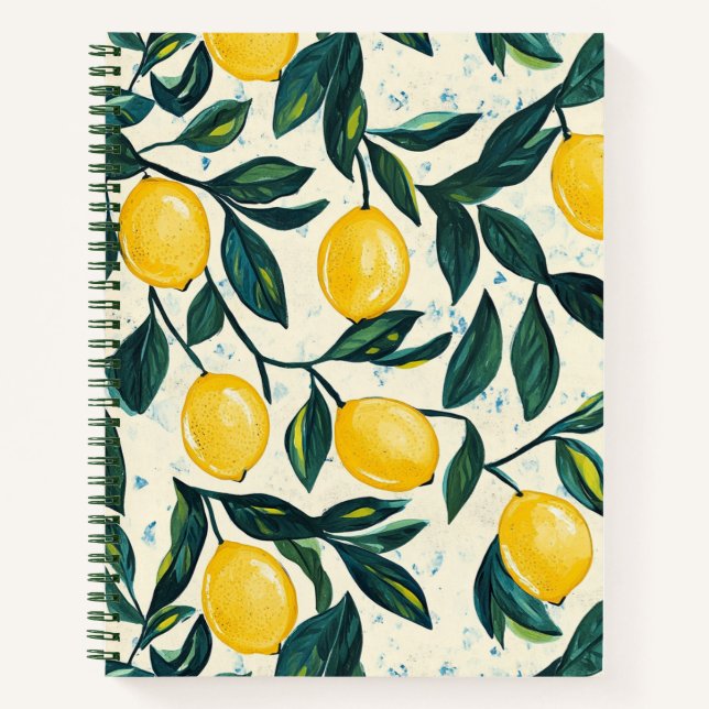 Gemustertes SpiralNotebook aus hellgelber Lemon Notizbuch (Vorderseite)