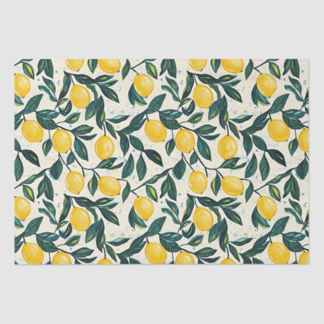 Gemustertes SpiralNotebook aus hellgelber Lemon Seidenpapier (Vorderseite)