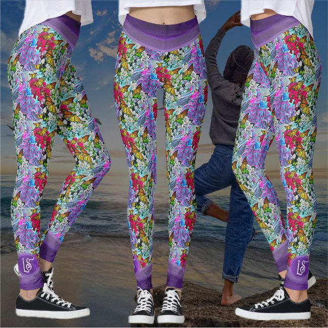 Gemustertes Tanzen mit Blume & Butterflies PV01 Leggings (Von Creator hochgeladen)