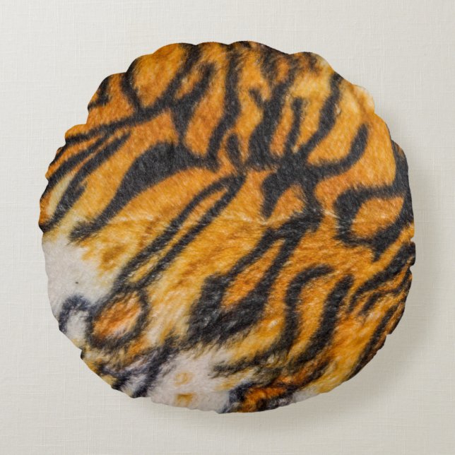 Gemustertes Tiger-Hintergrundmuster, Tiger, abstra Rundes Kissen (Vorderseite)