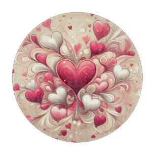 gemustertes Valentinherz Schneidebrett