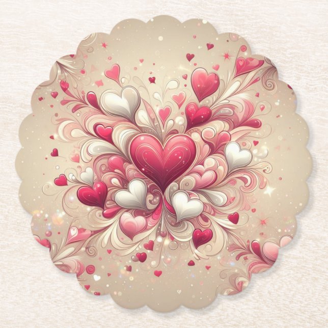 gemustertes Valentinherz Untersetzer (Vorderseite)