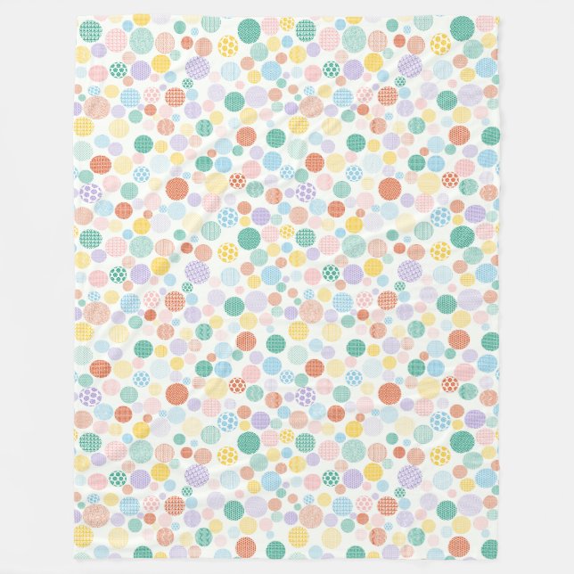Gemustertes Vlies - farbenfrohe Punkte Fleecedecke (Vorderseite)