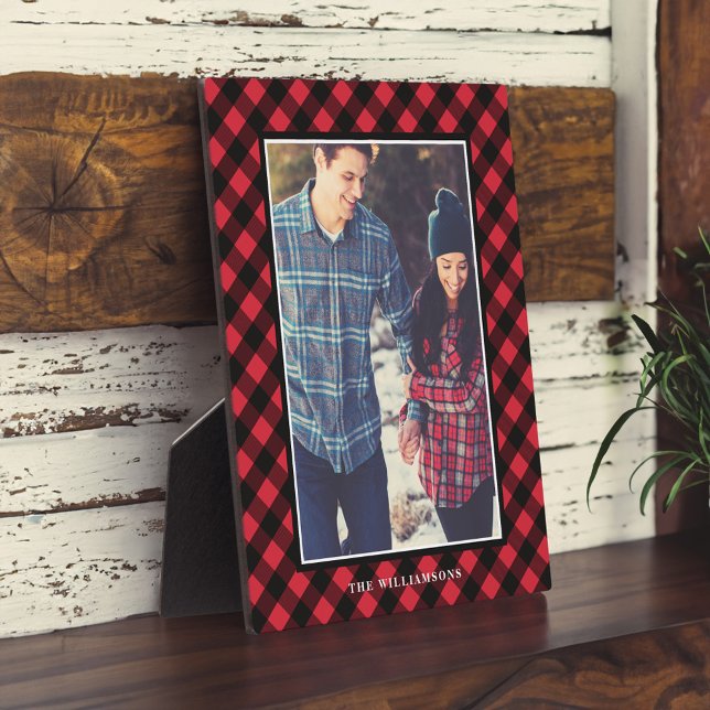 Gemütlich & gemütlich | Karierter Rahmen für  Foto (Cozy & Warm | Red Buffalo Plaid Family Photo Frame)