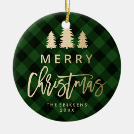 Gemütlich Kariert | Kariertes grün-schwarzes Buffa Keramik Ornament