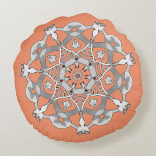 *~* gemütlich weiße u. silberne rosa Mandala Rundes Kissen