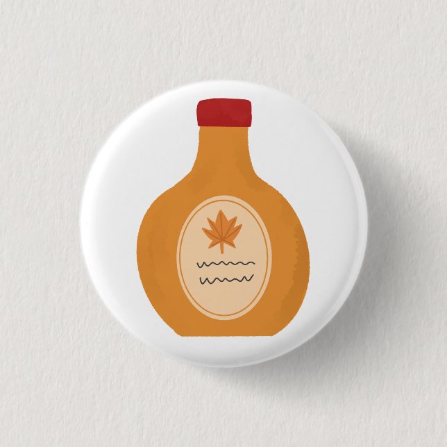Gemütliche Ahornsirup-Flasche Herbst-Frühstück-Ges Button (Vorderseite)