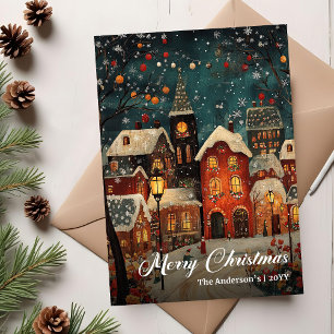 Gemütliche altmodische Weihnachtsszene Saisonal Ka Feiertagskarte