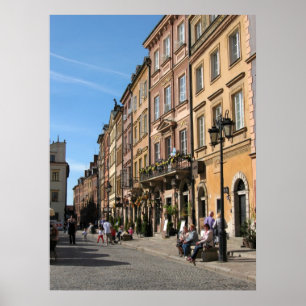 Gemütliche Altstadt in Warschau Poster