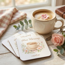 Gemütliche Aquarell-Kaffee- & Blumenillustration
