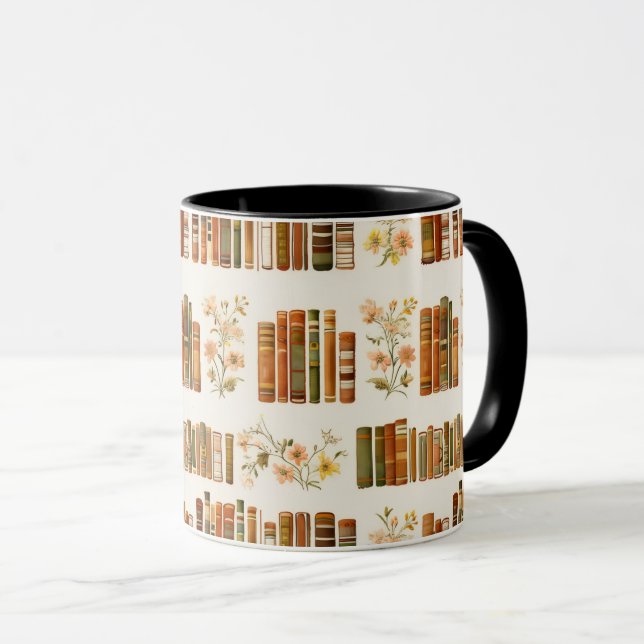 Gemütliche Bibliotheksästhetik-Kaffeetasse | Gesch Tasse (VorderseiteRechts)