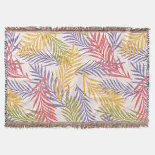 Gemütliche Boho-Tropen-Dekor-Decke. Boho Palmwedel Decke