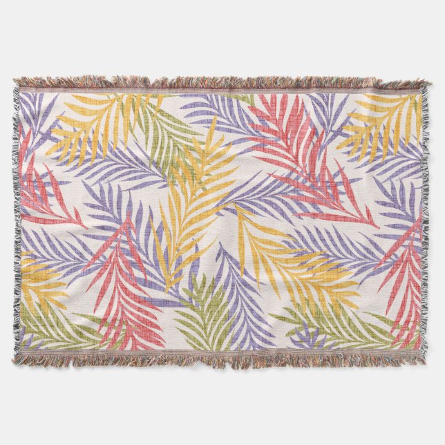 Gemütliche Boho-Tropen-Dekor-Decke. Boho Palmwedel Decke (Vorderseite)
