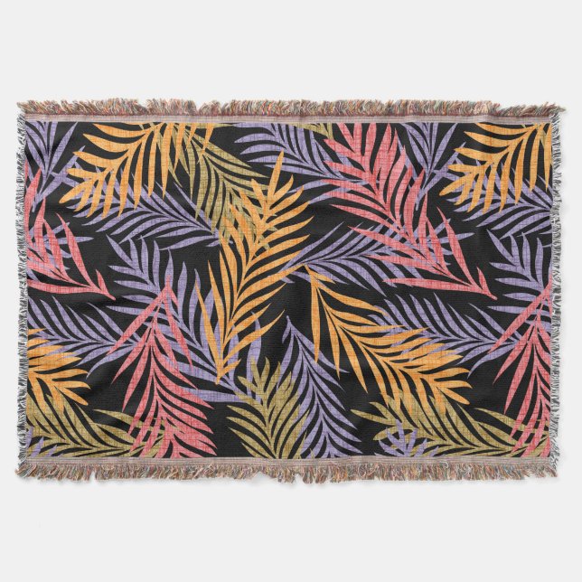 Gemütliche Boho-Tropen-Dekor-Decke. Boho Palmwedel Decke (Vorderseite)