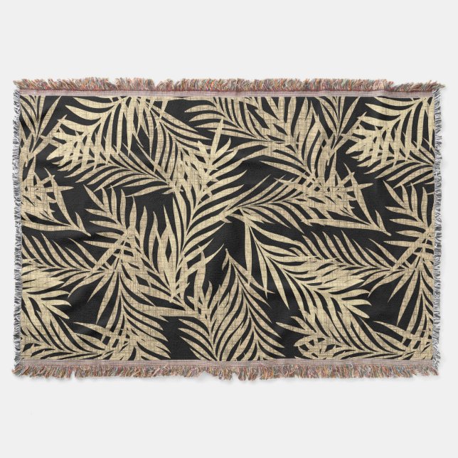 Gemütliche Boho-Tropen-Dekor-Decke. Boho Palmwedel Decke (Vorderseite)