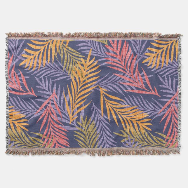 Gemütliche Boho-Tropen-Dekor-Decke. Boho Palmwedel Decke (Vorderseite)