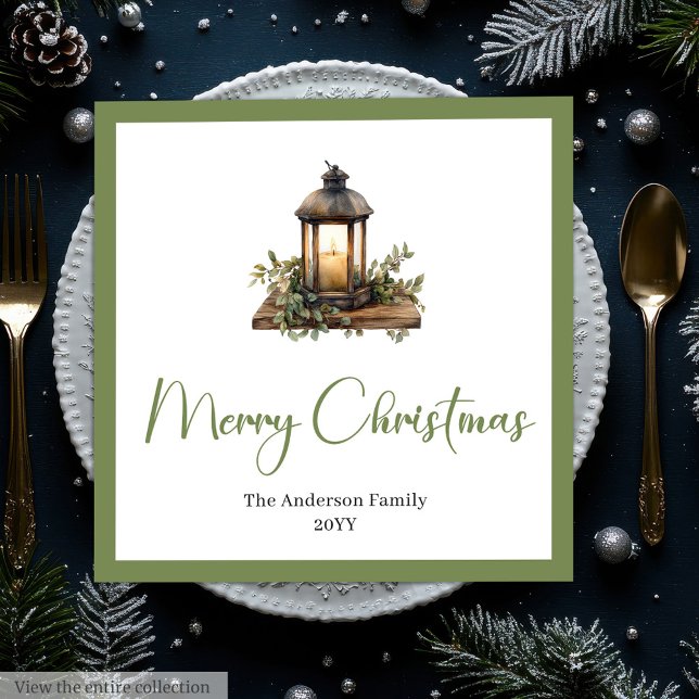 Gemütliche Boho-Wasserfarbe-Weihnachtslaterne zum  Serviette (Cozy Boho Watercolor Christmas Lantern Dinner Napkins)