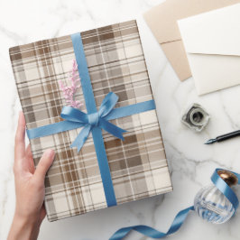 Gemütliche braune Tannenhütte Karo Weizen Karomust Geschenkpapier