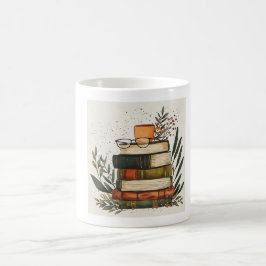 Gemütliche Bücher Kaffee Brille Ästhetik Tasse