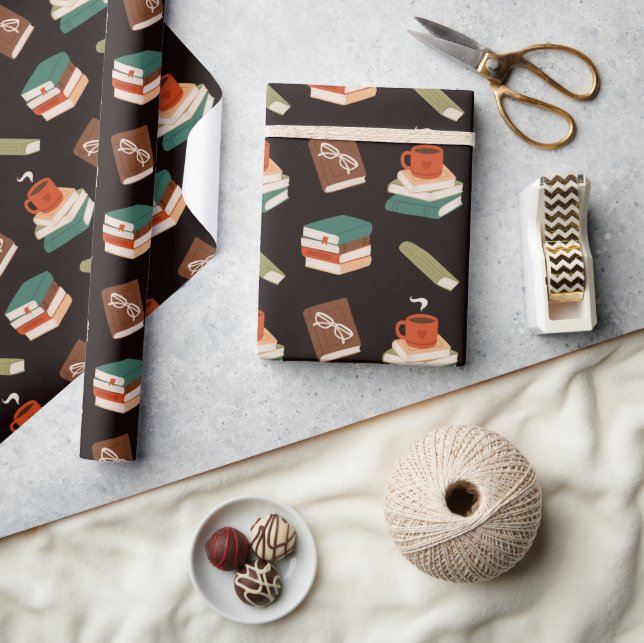 Gemütliche Bücher und Kaffee Lesen Geschenkpapier (Kunsthandwerk)