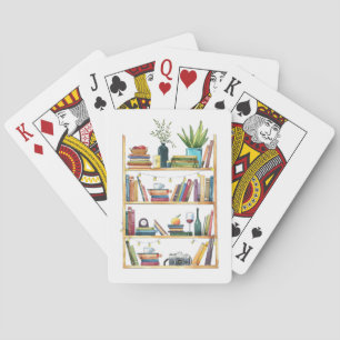 Gemütliche Bücherregal Bücher Wein Kaffee Spielkarten