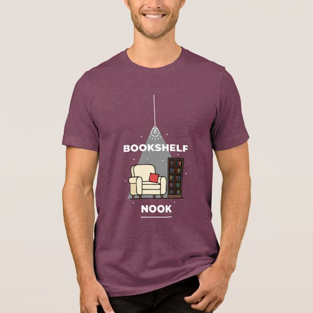 Gemütliche Bücherregal-Ecke Leseckmuschel-Design Tri-Blend Shirt (Vorderseite)