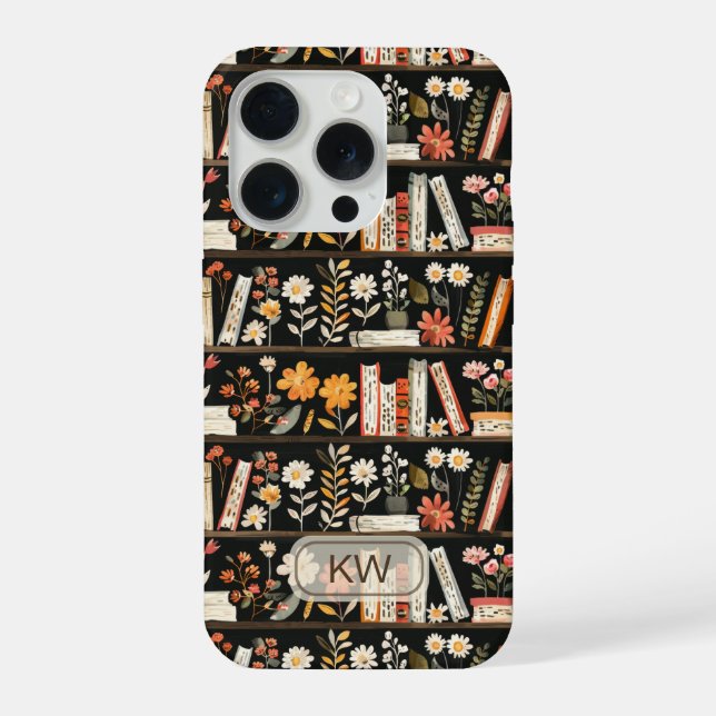 Gemütliche Bücherregal-Monogramm-Handyhülle iPhone Hülle (Rückseite)