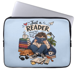 Gemütliche Buchliebhaber-Lesebild-Illustration Laptopschutzhülle