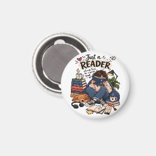 Gemütliche Buchliebhaber-Lesebild-Illustration Magnet