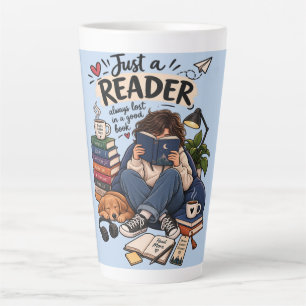 Gemütliche Buchliebhaber-Lesebild-Illustration Milchtasse