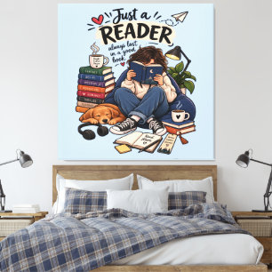 Gemütliche Buchliebhaber-Lesebildillustration Leinwanddruck