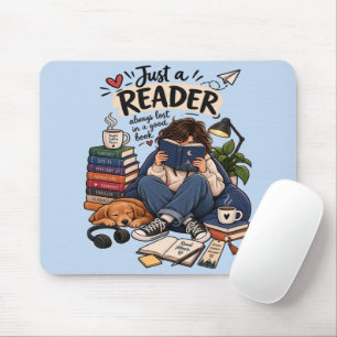 Gemütliche Buchliebhaber-Lesebildillustration Mousepad