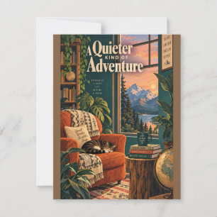 Gemütliche Buchnische Illustrative Kunst mit Leses Mitteilungskarte