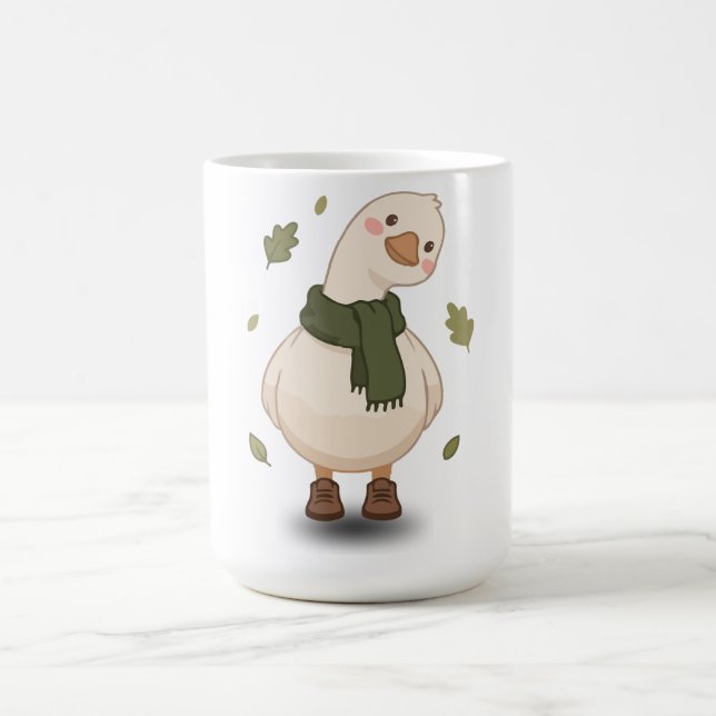 Gemütliche Cartoon-Ente im Herbst Kaffeetasse (Mittel)