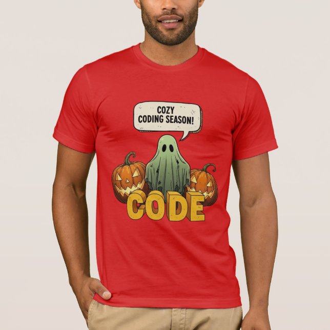 Gemütliche Coding-Saison-Geist Halloween T-Shirt (Vorderseite)