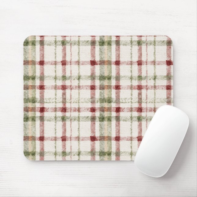 Gemütliche Creme Grün Rot Streifen Mousepad (Mit Mouse)