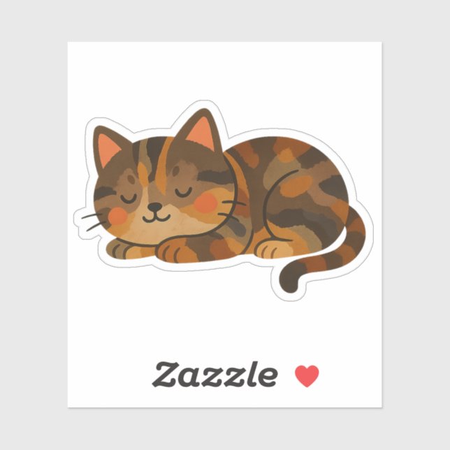 Gemütliche Dreifarben-Katzen-Träume Aufkleber (Blatt)
