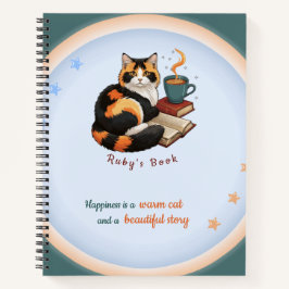 Gemütliche Dreifarbenkatze Produktiver Tag Spiralb Notizbuch