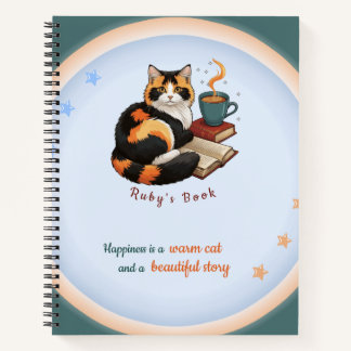 Gemütliche Dreifarbenkatze Produktiver Tag Spiralb Notizbuch