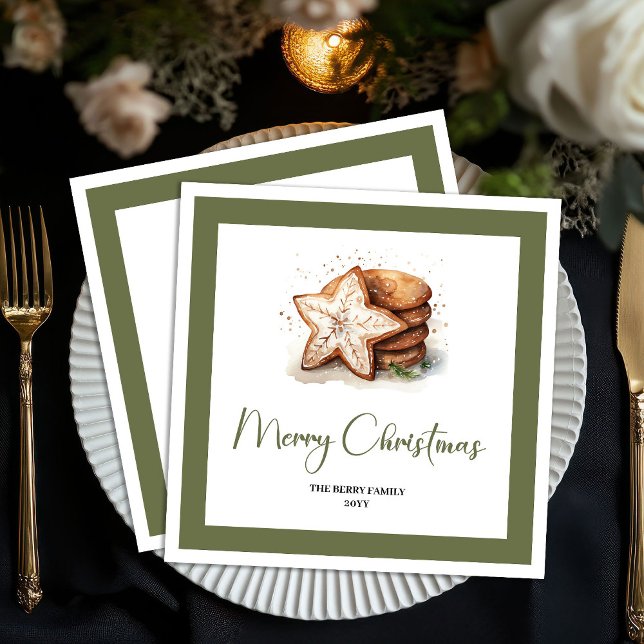 Gemütliche Erdtöne Weihnachtskekse Personalisierte Serviette (Cozy Earthy Christmas Cookies Personalized Napkins)