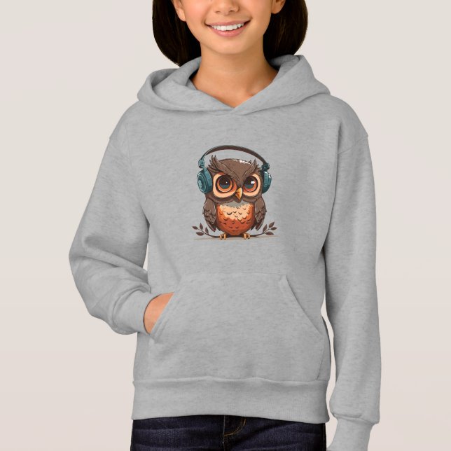 Gemütliche Eule mit Kopfhörern Hoodie (Vorderseite)