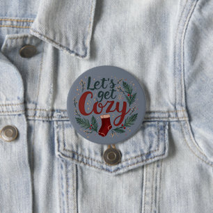 Gemütliche Feiertags-Kiefer-Beeren-Beschriftung Button
