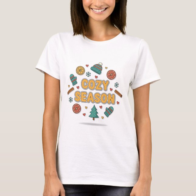 Gemütliche Feiertagselemente – Stil B T-Shirt (Vorderseite)