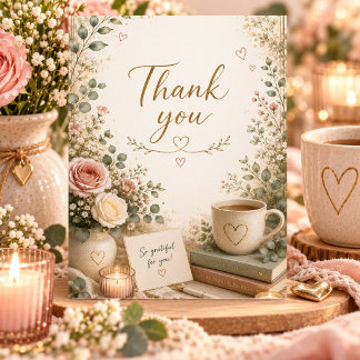 Gemütliche Florale Danke-Sage Cottagecore-Grußkart Dankeskarte