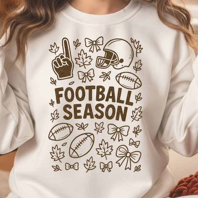 Gemütliche Fußball-Saison Doodle Collage Sweatshirt (Football Season Doodle Collage Sweatshirt)
