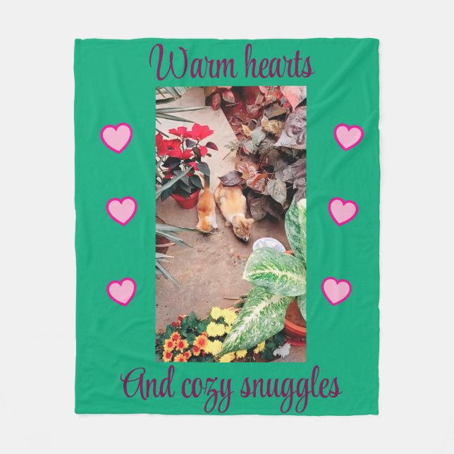 Gemütliche Gartenkatzen-Decke Fleecedecke (Vorderseite)