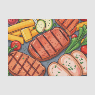 Gemütliche gegrillte Gemüse und leckeres Fleisch Seidenpapier